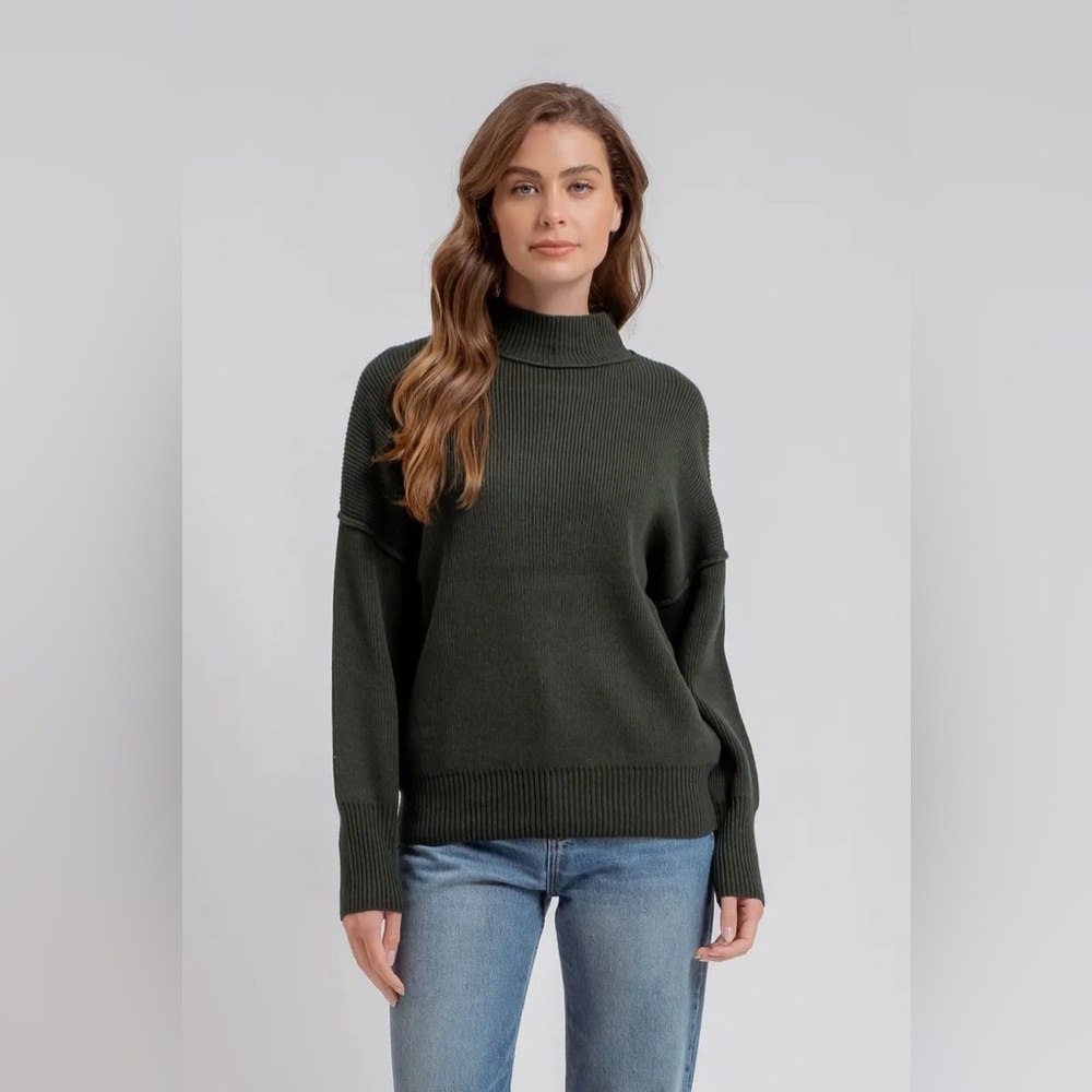 Mock Neck Ribbed Sweater